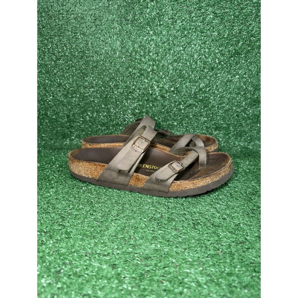 Birkenstock Mayari Sandal Women Size 8 EU 39 Slip On Brown Strappy Leather Slide
